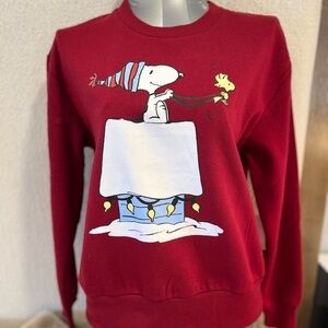 Peanuts Red Crewneck Sweatshirt with Character Graphic